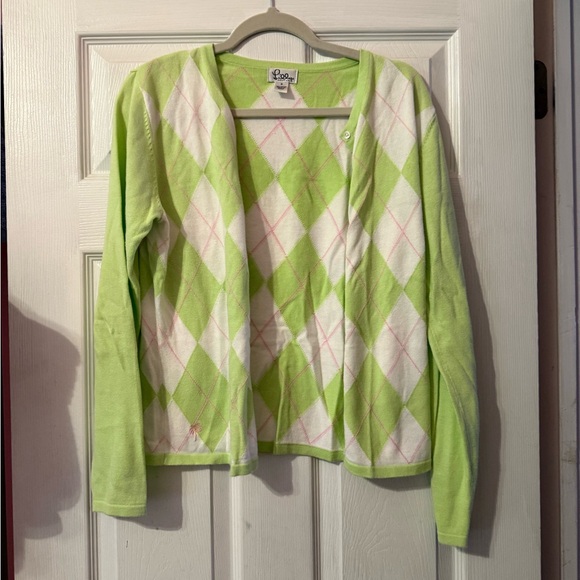 Lilly Pulitzer Lime Green Argyle Cardigan - Picture 1 of 4